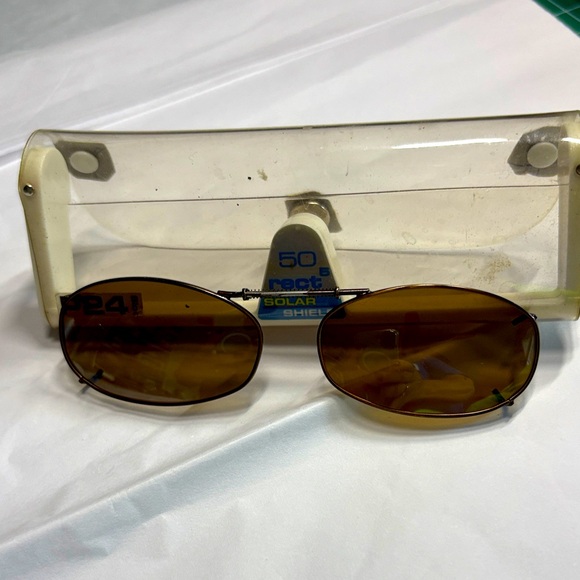 Oval Clip-on Sunglasses with Brown Lenses - Picture 1 of 5